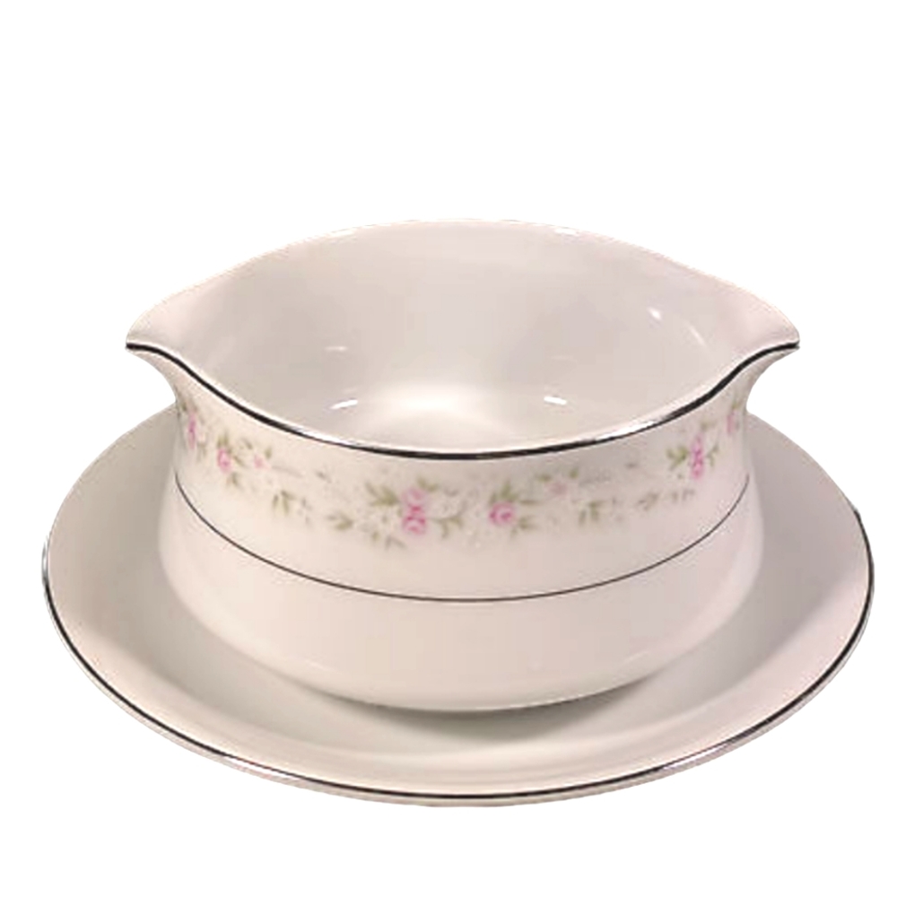 Discontinued GLA Maria Gravy Boat Attached Underplate Fine Porcelain Made Japan